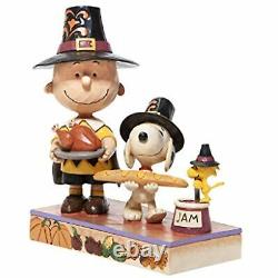Jim Shore Peanuts Thanksgiving Charlie Brown Snoopy & Woodstock Figurine 6006943