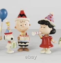 LENOX PEANUTS BIRTHDAY PARTY Figurine Set 6 Piece Charlie Brown, Snoopy, Lucy NEW