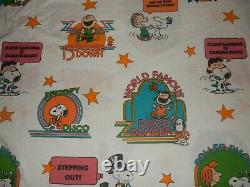 LN Vintage Peanuts Snoopy Disco Charlie Brown Twin Flat bed Sheet Fabric