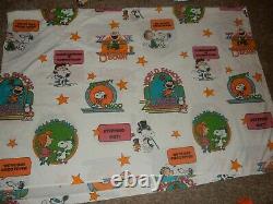LN Vintage Peanuts Snoopy Disco Charlie Brown Twin Flat bed Sheet Fabric