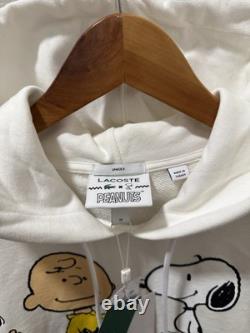 Lacoste x Peanuts Unisex Hoodie Medium White Snoopy Charlie Brown NWT Very Rare