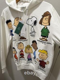 Lacoste x Peanuts Unisex Hoodie Medium White Snoopy Charlie Brown NWT Very Rare