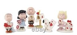 Lenox PEANUTS VALENTINES DAY FIGURINE SET 5pc Set. NIB Snoopy Charlie Brown