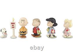 Lenox Peanuts Back To School 6 PC Figures Charlie Brown Snoopy Lucy Bus Stop New