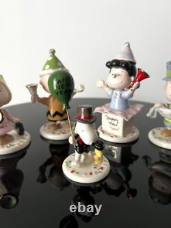 Lenox Peanuts Happy New Year Figurines Party 5 PC Charlie Brown Snoopy Lucy MINT