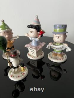 Lenox Peanuts Happy New Year Figurines Party 5 PC Charlie Brown Snoopy Lucy MINT