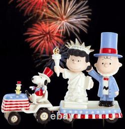 Lenox Peanuts It's Independence Day 2 PC. Figurine Charlie Brown Lucy Snoopy