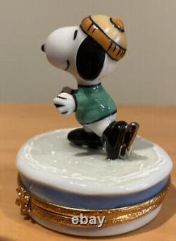 Limoges Peint Main LE Snoopy Skating Charles Schulz Peanuts Charlie Brown