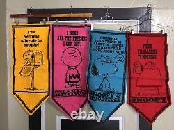 Lot 4 Vtg 1958 67 71 Snoopy Charlie Brown 32x14 1/4 Felt Banners