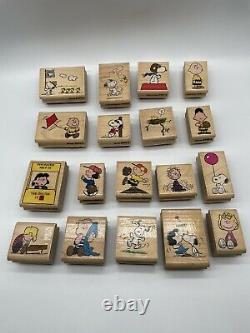 Lot Of 18 Wooden Peanuts Rubber Stampede Vintage Stamps Snoopy Charlie Brown