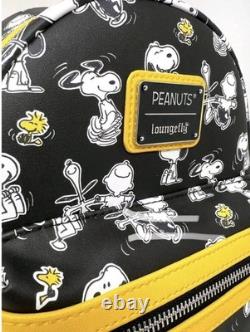 Loungefly Peanuts Snoopy Woodstock Charlie Brown Mini Backpack Black Yellow NWT