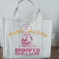 Marc Jacobs X Peanuts Mini Tote Shoulder Bag Snoopy Charlie Brown White Rare