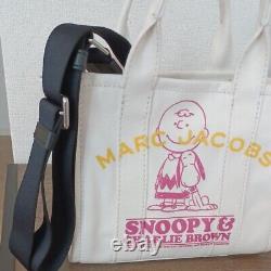 Marc Jacobs X Peanuts Mini Tote Shoulder Bag Snoopy Charlie Brown White Rare