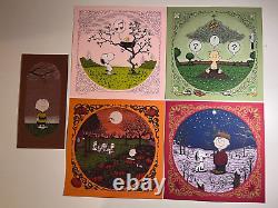 Marq Spusta Peanuts Holiday 5 Print VARIANT SET Charlie Brown Snoopy Art Poster