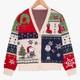 New 2025 Peanuts Snoopy & Charlie Brown Holiday Patchwork Womens Cardigan 2xl