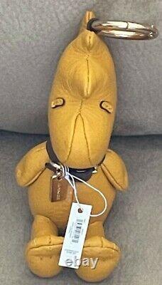 NEW COACH x SNOOPY Charlie Brown WOODSTOCK Leather Bag Charm Key FOB C5402