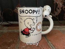 NEW NWT Hallmark Peanuts Charlie Brown 3D Snoopy Hanging On Handle Mug