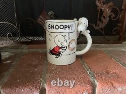 NEW NWT Hallmark Peanuts Charlie Brown 3D Snoopy Hanging On Handle Mug