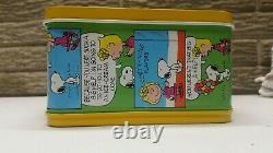 NEW PEANUTS Metal Lunch Box Vintage WithO Thermos Snoopy & Charlie Brown Yellow