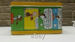 NEW PEANUTS Metal Lunch Box Vintage WithO Thermos Snoopy & Charlie Brown Yellow