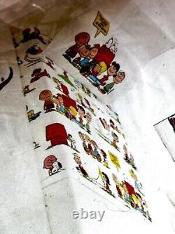 NEW Vintage 1971 Snoopy Charlie Brown Peanuts NO IRON Twin Flat Sheet 66x104