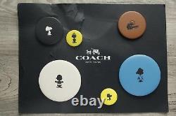 NWT COACH X PEANUTS Limited Edition 6 Leather PIN BUTTON Set Collection 63165