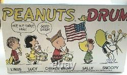New In Box Peanuts Marching Band Drum Charlie Brown Snoopy Vintage 1969 Chein