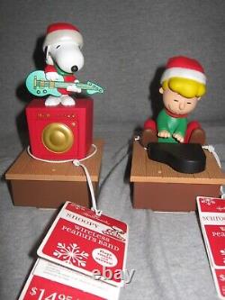 New Set 4 Hallmark Peanuts Wireless Band Musical Figure Charlie Brown Snoopy +