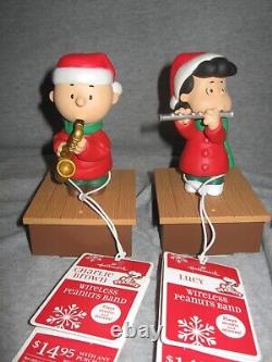 New Set 4 Hallmark Peanuts Wireless Band Musical Figure Charlie Brown Snoopy +