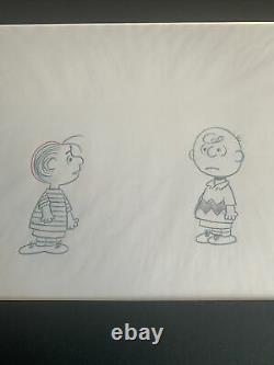 PEANUTS Charlie Brown & Linus Snoopy Production Animation Cel Drawing TV COA