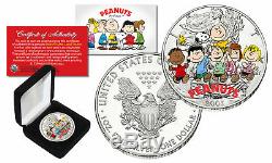PEANUTS Charlie Brown Snoopy 1 oz PURE 2002 American U. S. Silver Eagle with Box