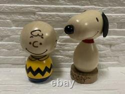 PEANUTS Kokeshi Doll Snoopy & Charlie Brown Made By Usaburo Kokeshi JPN F/S