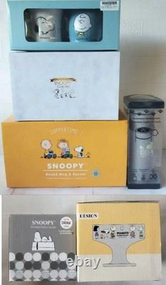 PEANUTS SNOOPY Charlie Brown Pair Mug Set Aurora Glass Round Cup Saucer