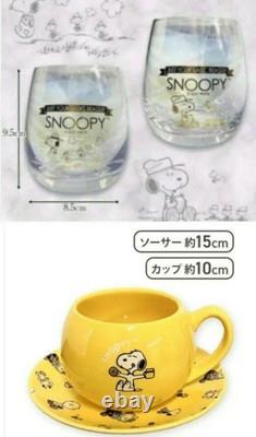 PEANUTS SNOOPY Charlie Brown Pair Mug Set Aurora Glass Round Cup Saucer