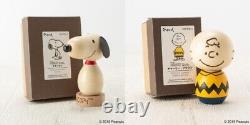 PEANUTS Snoopy & Charlie Brown Wooden Figure Usaburo KOKESHI DOLL