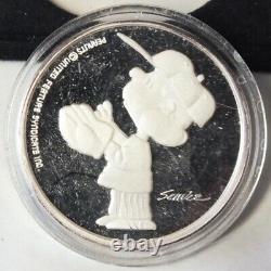 Peanuts 45 Years Snoopy Charlie Brown 999 Silver 3 oz Medal Set 1995 Case BL826