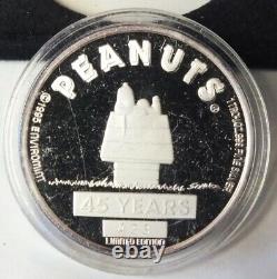 Peanuts 45 Years Snoopy Charlie Brown 999 Silver 3 oz Medal Set 1995 Case BL826