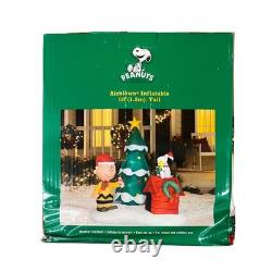 Peanuts Airblown Inflatable Charlie Brown Snoopy Christmas Tree 6ft Tall READ