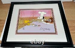 Peanuts Cel Charlie Brown Thanksgiving Signé Billet Melendez Rare Snoopy Cellule