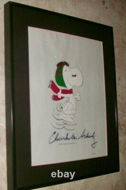 Peanuts Cel Snoopy Flying Ace Signed Charles M Schulz Rare Animation Art Cell