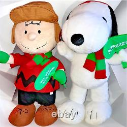 Peanuts Charlie Brown & Santa Snoopy Christmas Greeter 24 Decor Plush Set