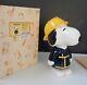 Peanuts Charlie Brown Snoopy Fire Man Firefighter 8 Resin Ceramic Coin Bank Nib