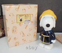 Peanuts Charlie Brown Snoopy Fire man Firefighter 8 Resin Ceramic Coin Bank NIB