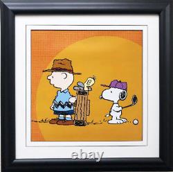 Peanuts Charlie Brown & Snoopy Golfing NEW CUSTOM FRAMED ART Peanuts Sports