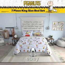 Peanuts Charlie Brown & Snoopy King Bedding Set 7 Piece Cozy Comforter