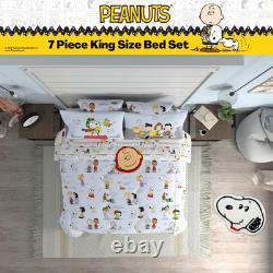 Peanuts Charlie Brown & Snoopy King Bedding Set 7 Piece Cozy Comforter