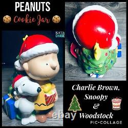 Peanuts Charlie Brown and Snoopy Cookie Jar Snack Christmas Rare Gibson