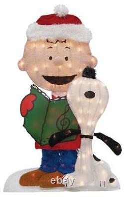 Peanuts Charlie Brown and Snoopy Singing Carols Tinsel-Light Display Yard Decor