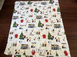 Peanuts Christmas Charlie Brown Snoopy Flannel Queen Flat Bed Sheet 84 x 102