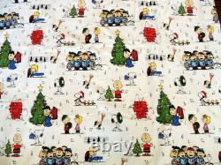 Peanuts Christmas Charlie Brown Snoopy Flannel Queen Flat Bed Sheet 84 x 102